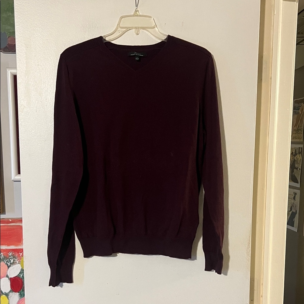 Marc Anthony deep wine color cotton/cashmere v neck sweater